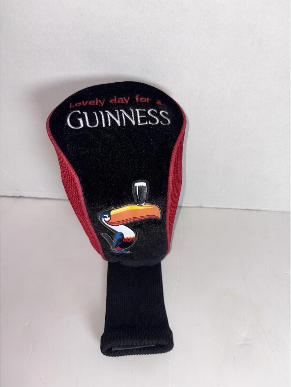 Guinness Toucan Golf Headcover Driver Sock Knit Black Red Beer Logo